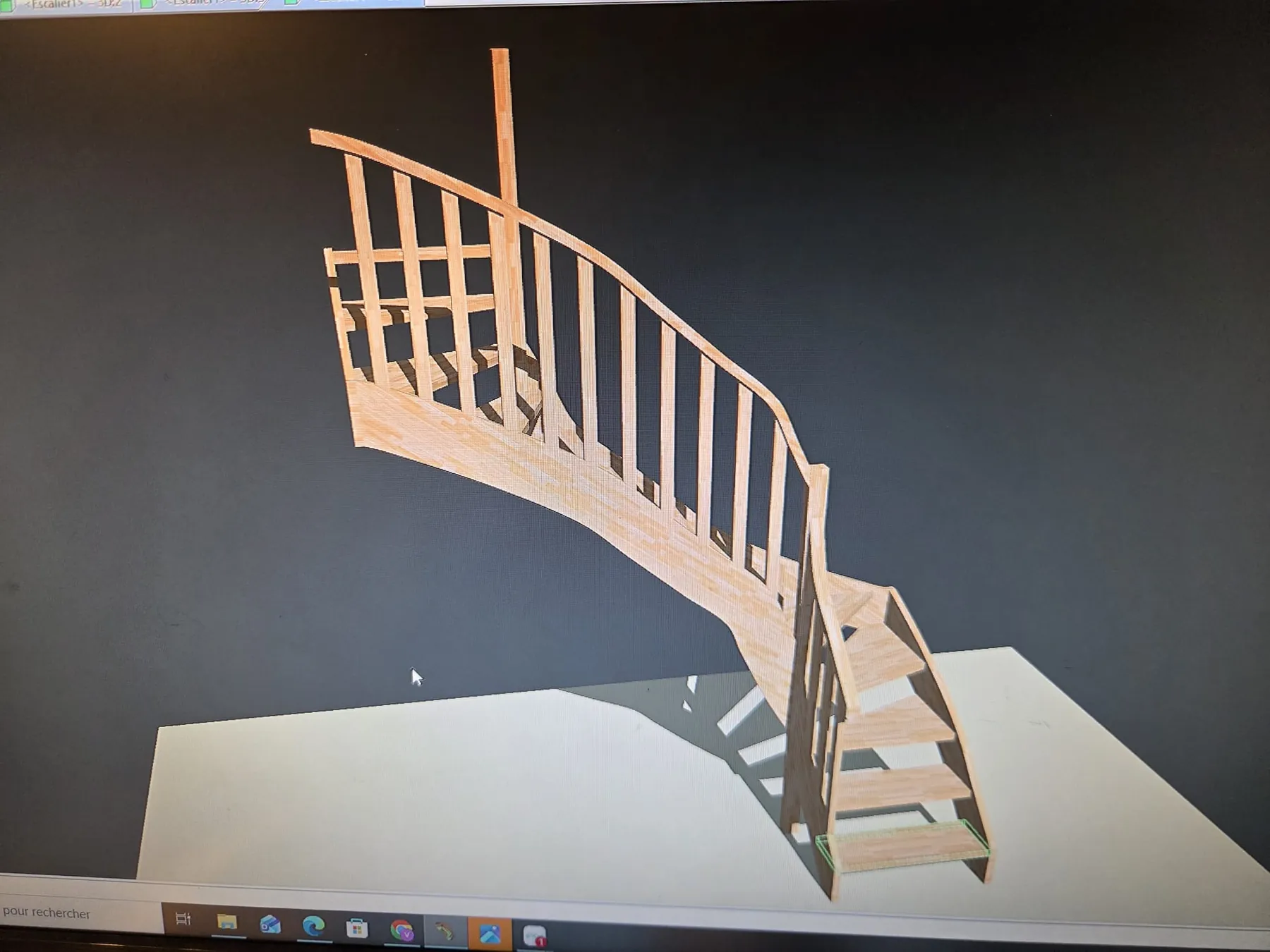 Avant : plan 3D de l’escalier sur mesure validé avec le client